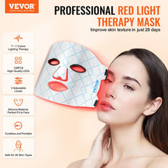 VEVOR Red Light Therapy Mask 7-Color LED Face Mask Light Therapy With 850nm NIR